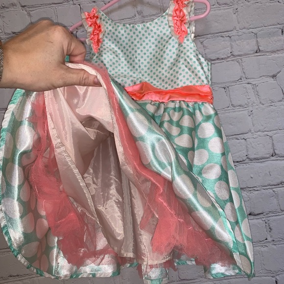 Hara Juku Mini Dress PolkaDot Mint Neon Coral/Pink - Picture 9 of 11